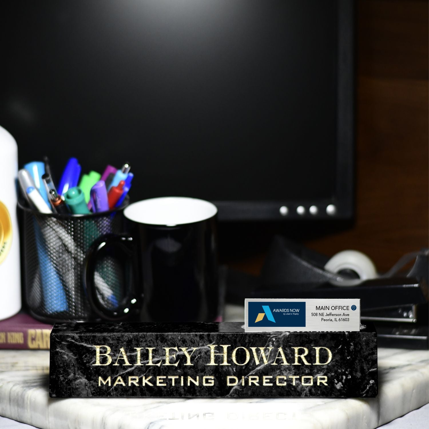 Marble Desk Wedge with Business Card Holder