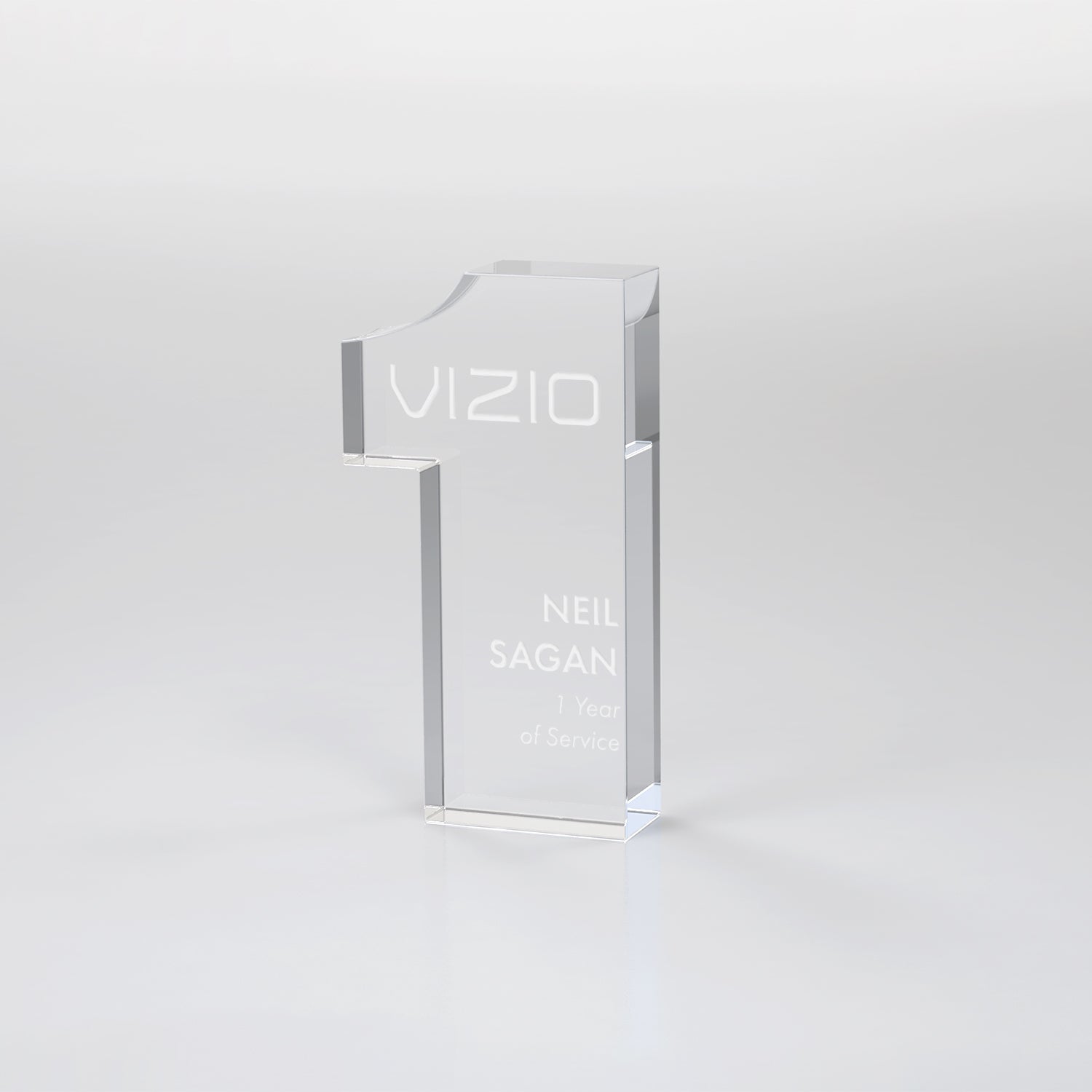Anniversary Freestanding Award, Clear - 1 Digit