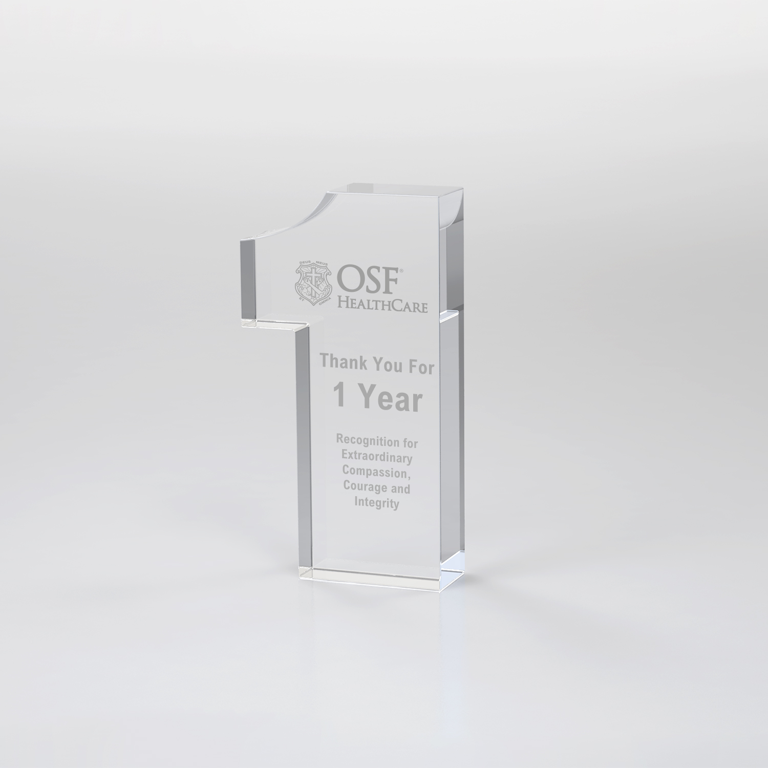 Clear Anniversary Freestanding Award, Single Digit