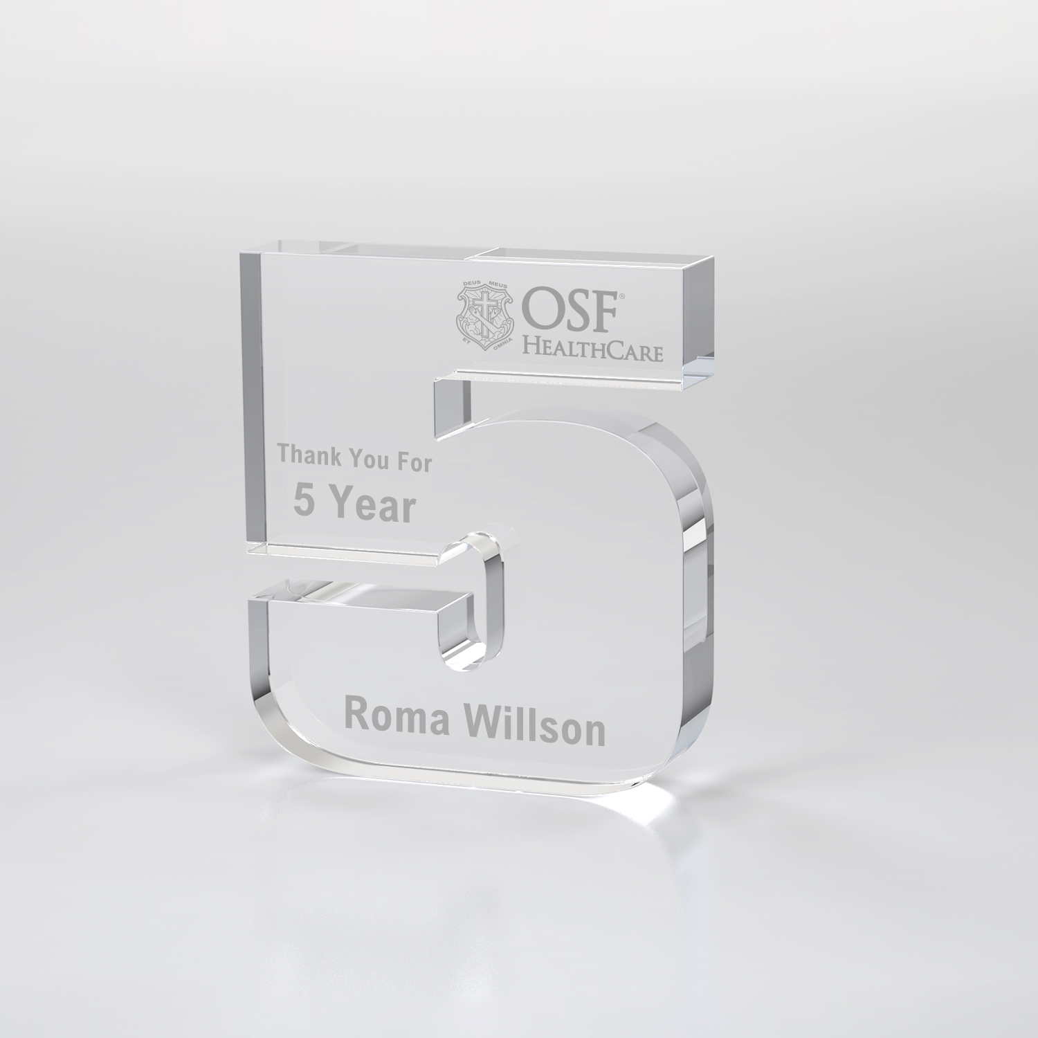 Clear Anniversary Freestanding Award, Single Digit