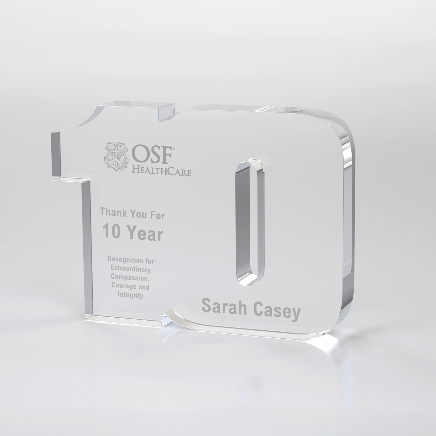 Clear Anniversary Freestanding Award, Two Digit