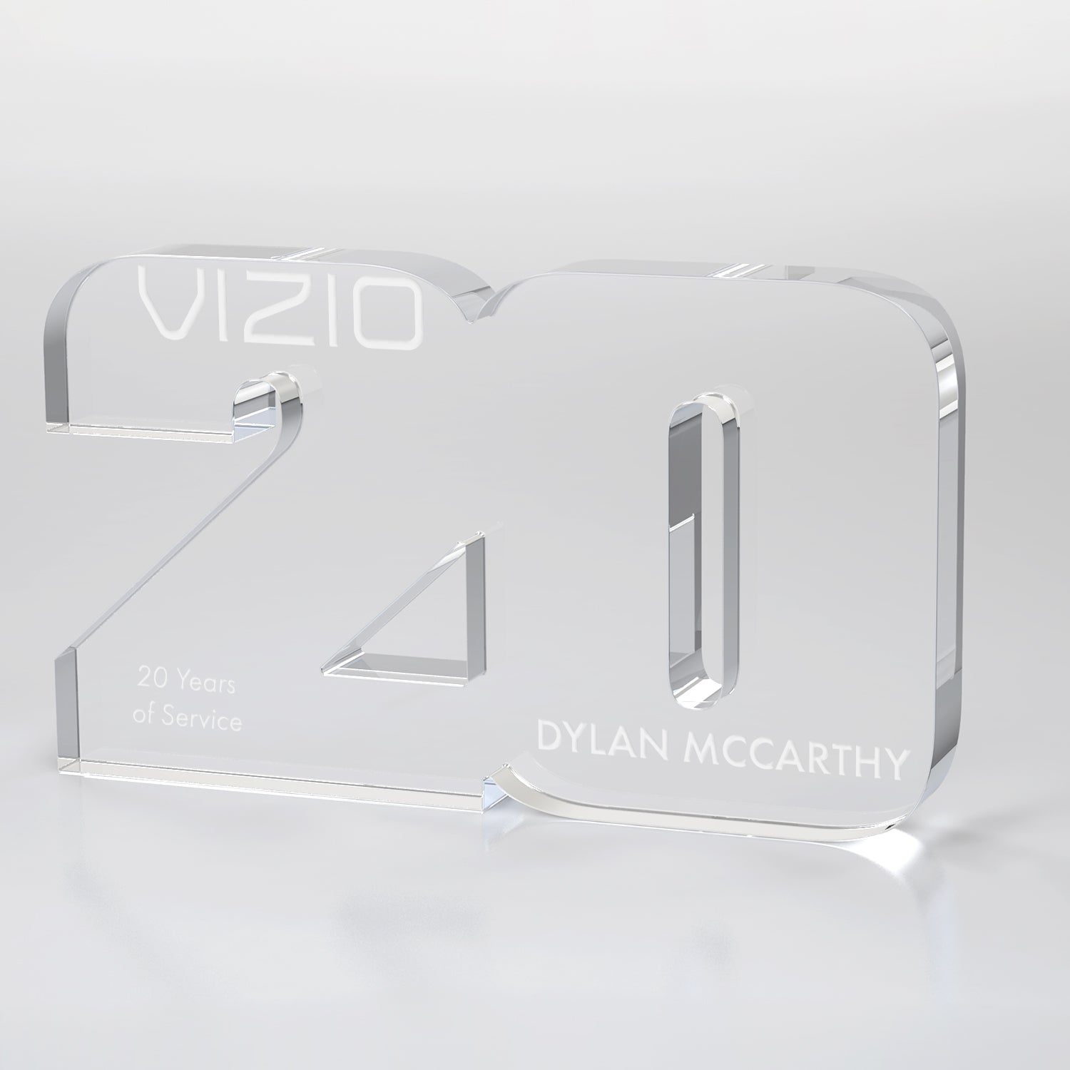 Anniversary Freestanding Award, Clear- 2 Digits