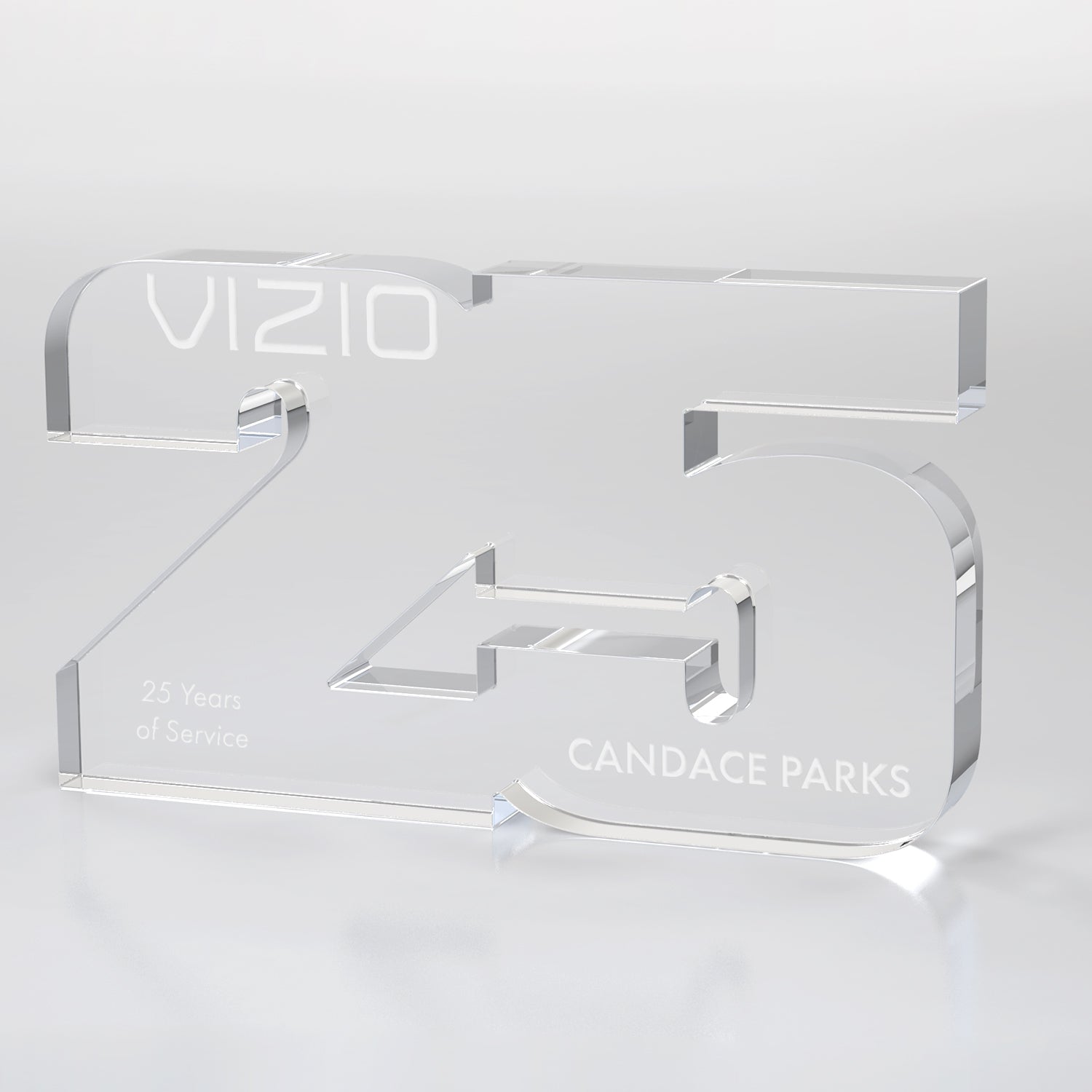 Anniversary Freestanding Award, Clear- 2 Digits