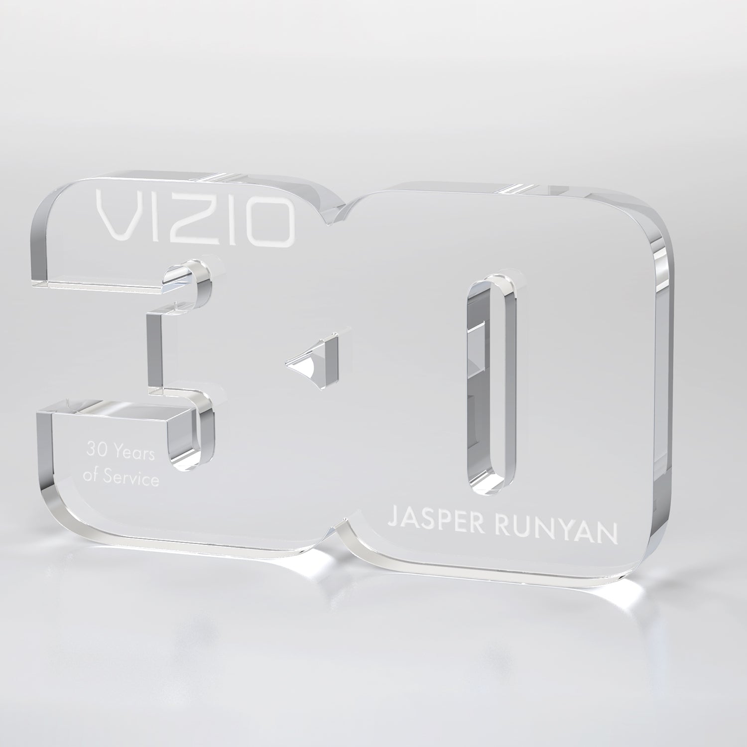 Anniversary Freestanding Award, Clear- 2 Digits