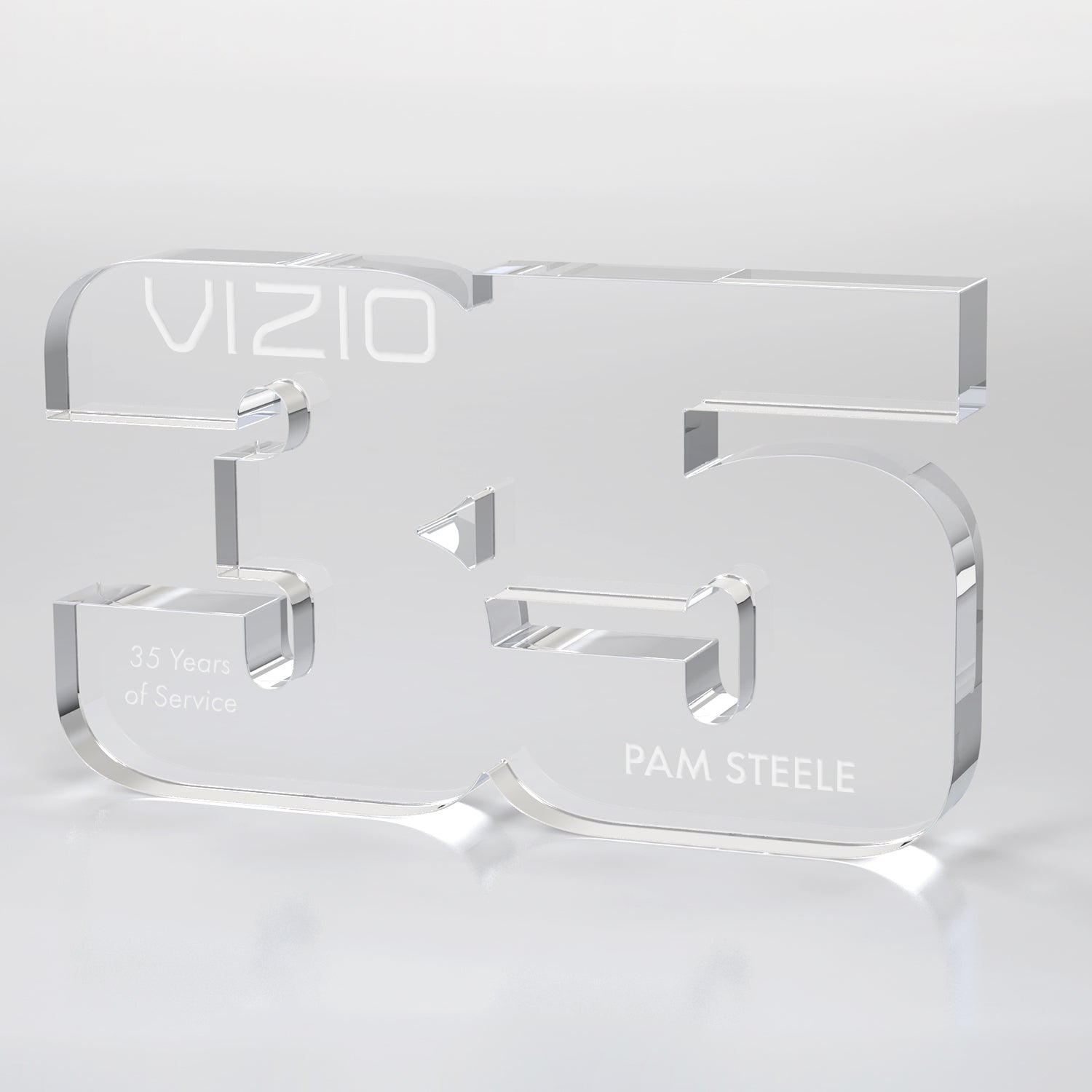 Anniversary Freestanding Award, Clear- 2 Digits