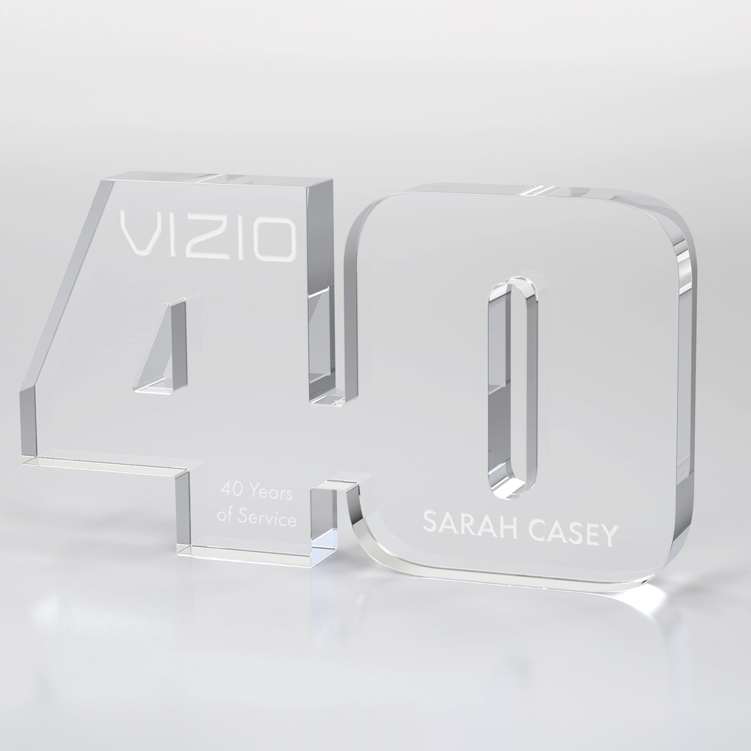 Anniversary Freestanding Award, Clear- 2 Digits