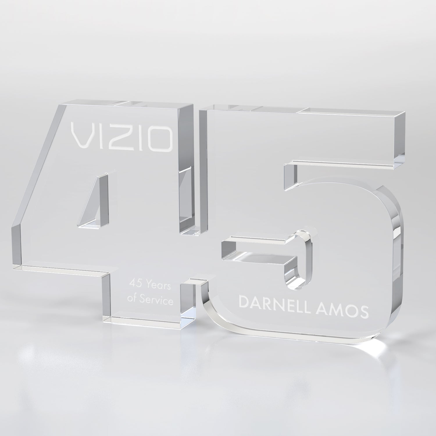 Anniversary Freestanding Award, Clear- 2 Digits