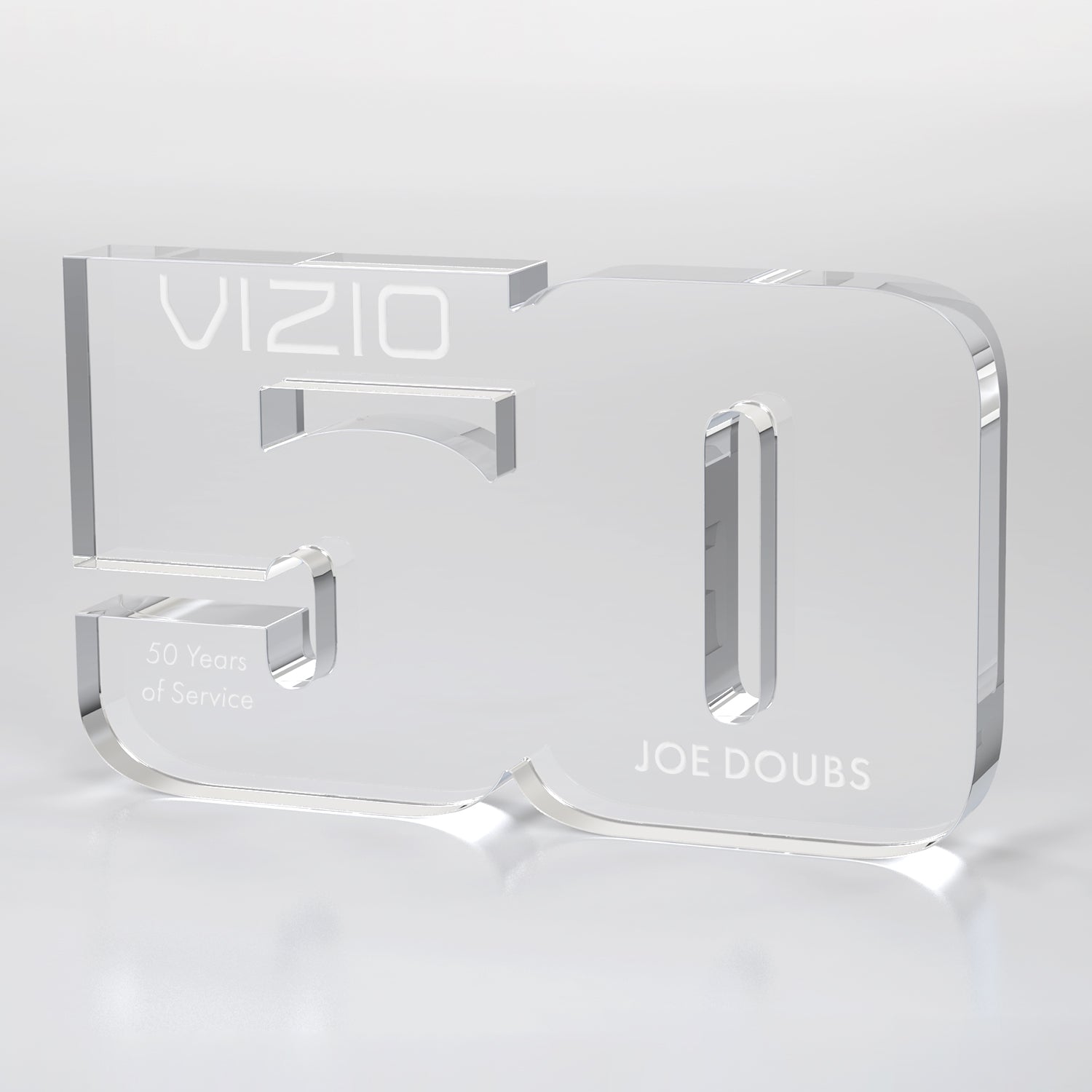 Anniversary Freestanding Award, Clear- 2 Digits
