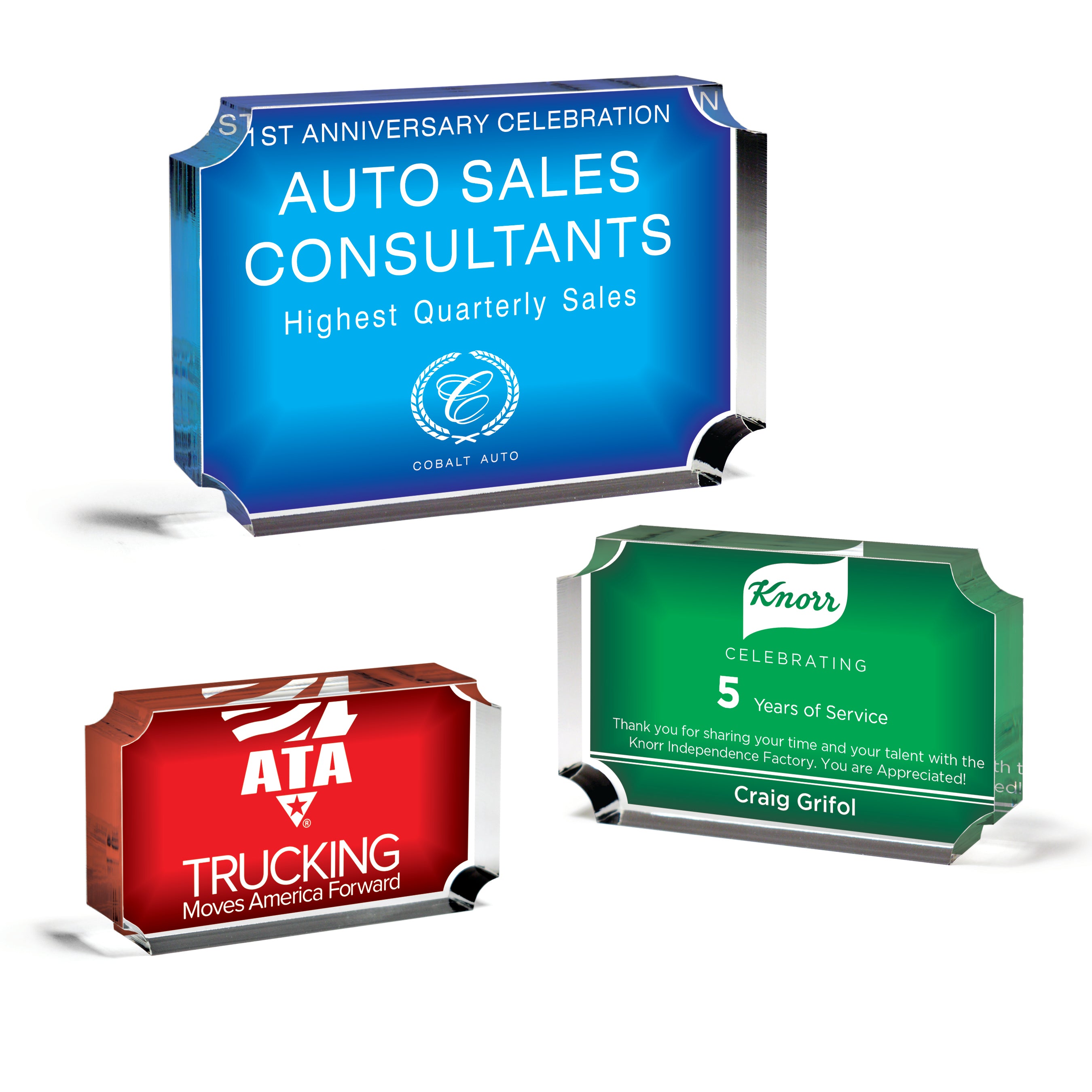 Notched Corner Acrylic Paperweight - 5 7/8" x 3 7/8" x 3/4"