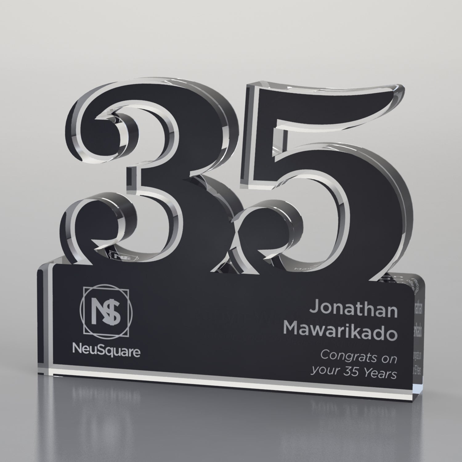 Anniversary Freestanding Award, Black - 2 Digits
