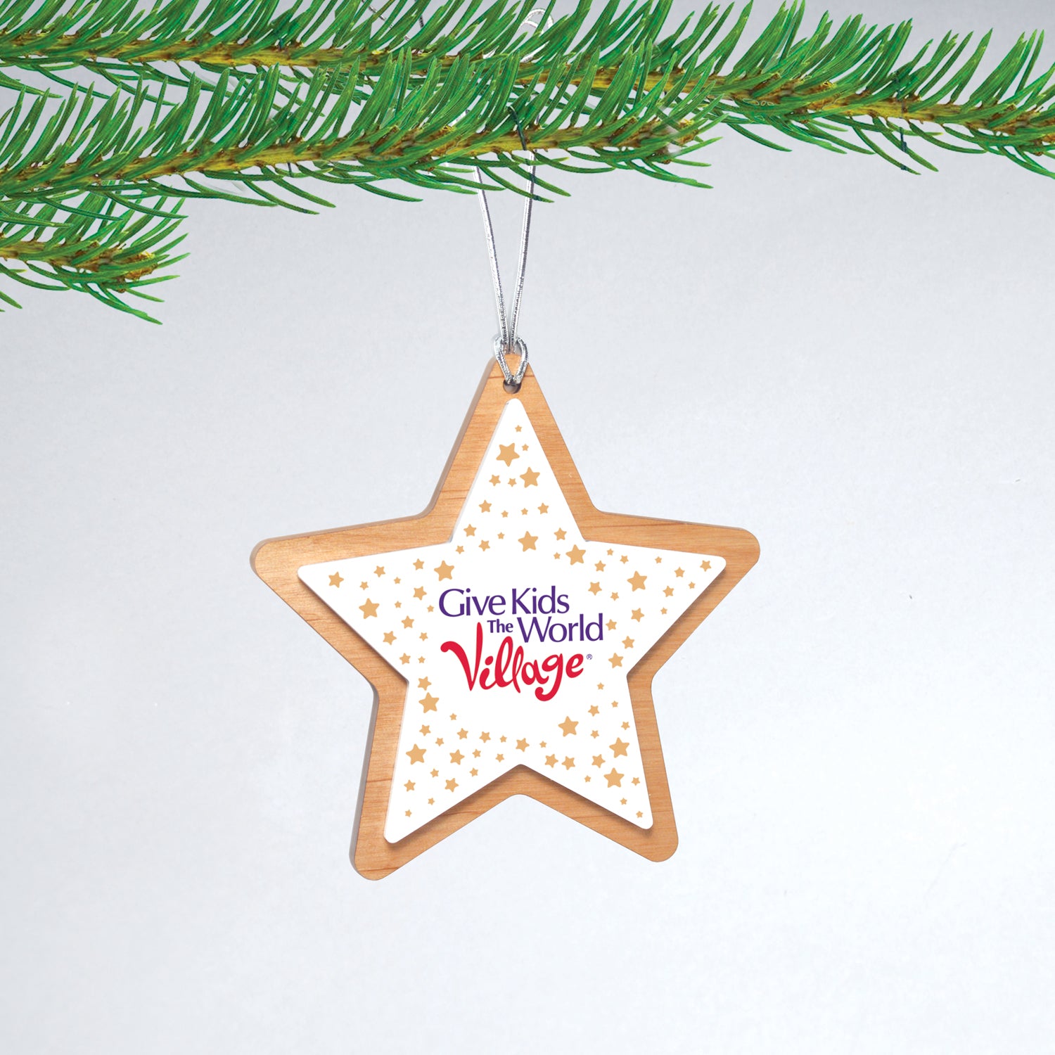 White Acrylic and Alder Wood Star Christmas Ornament