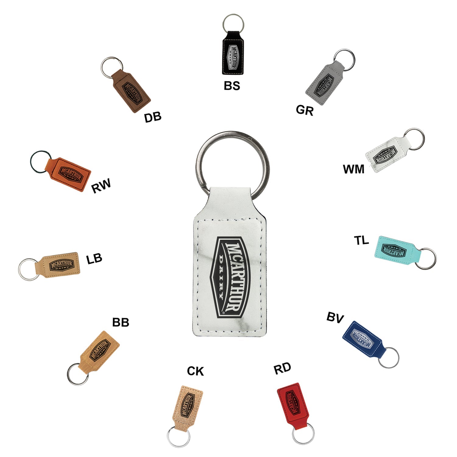 Leatherette Rectangle Keychain
