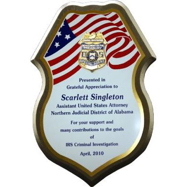 IRS-CI Red/White/Blue Flag Black Badge plaque