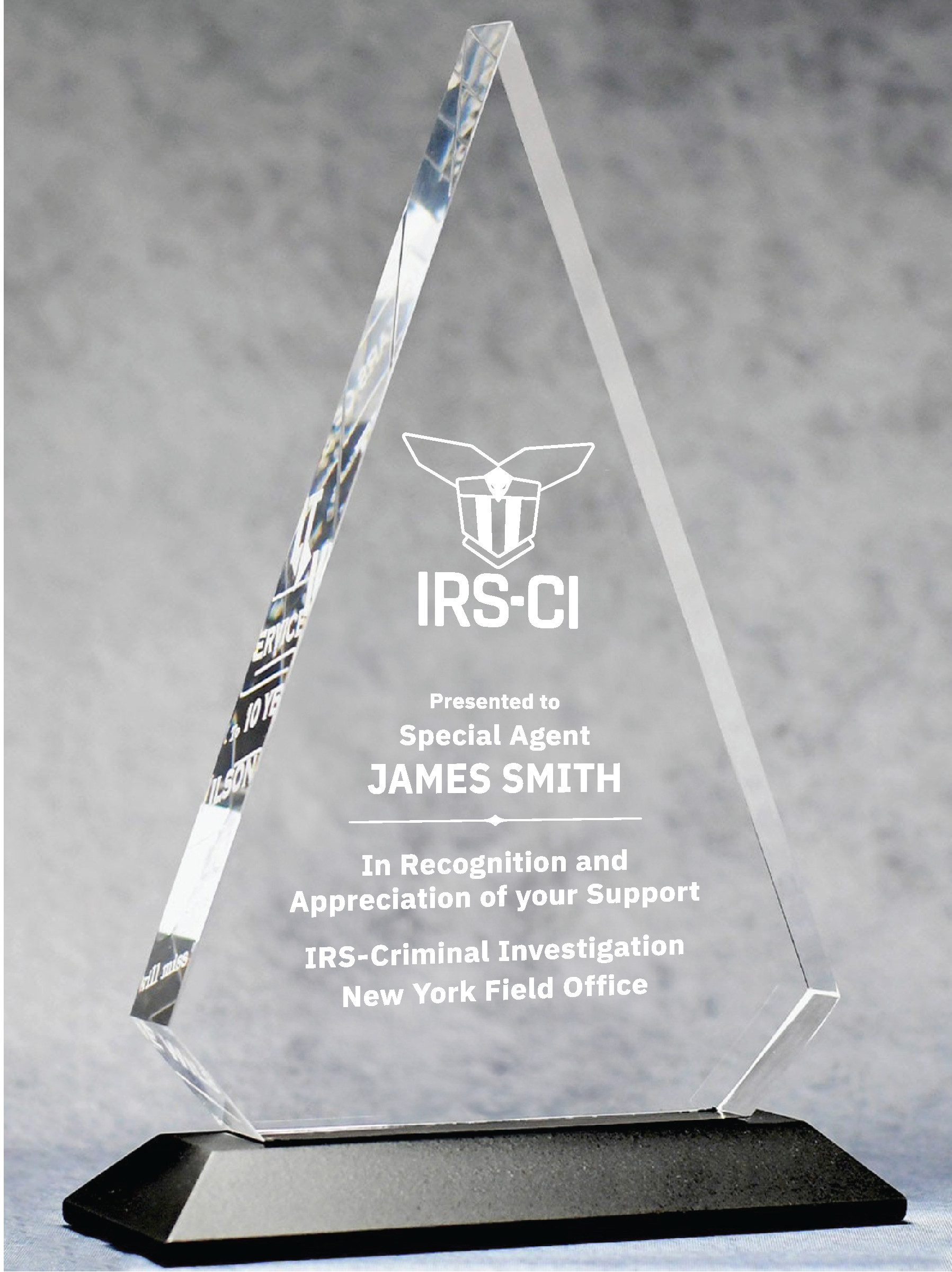 Acrylic Triangle on Ebony Base