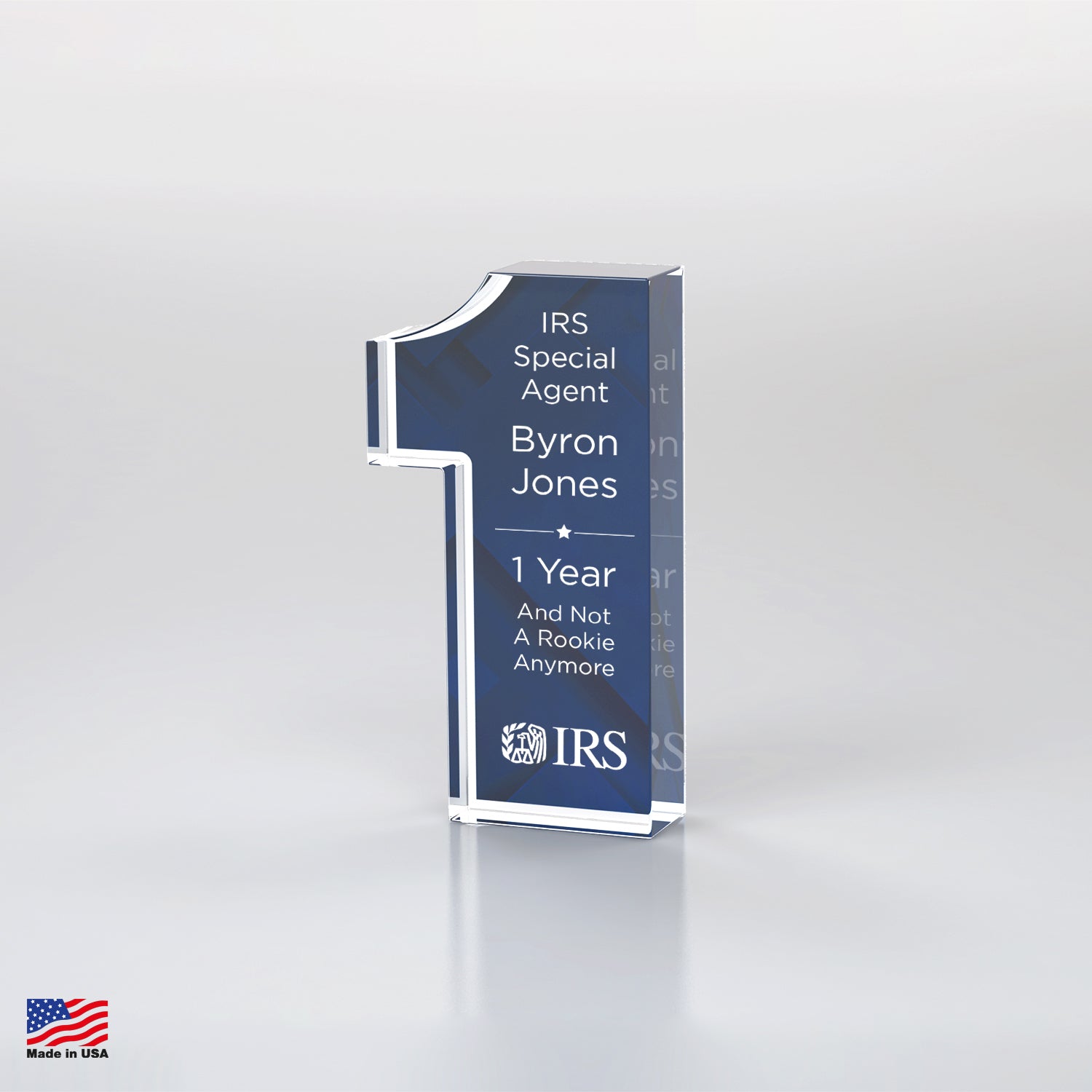 IRSCD1236AYB Blue Anniversary Freestanding Award, Single Digit