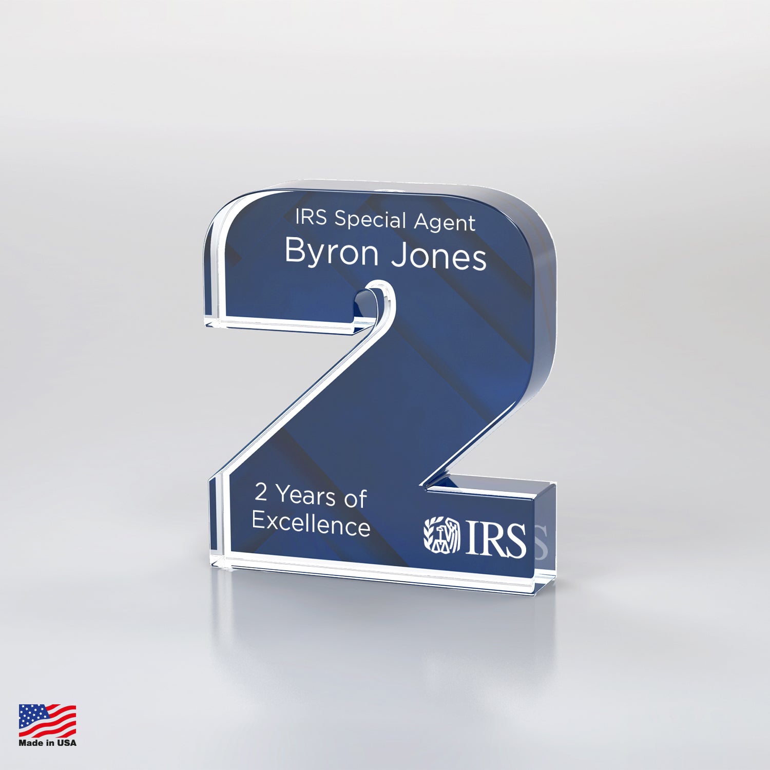 IRSCD1236AYB Blue Anniversary Freestanding Award, Single Digit