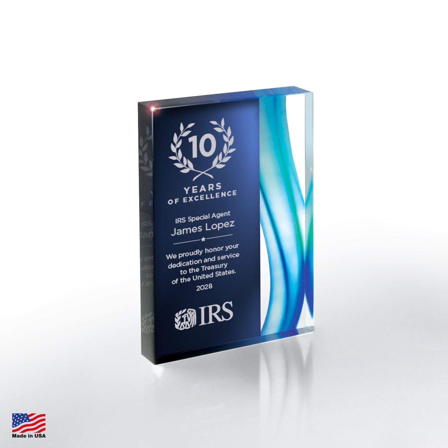 IRSCDUS01A Aquus Lucite Tablet Award - Medium, Blue