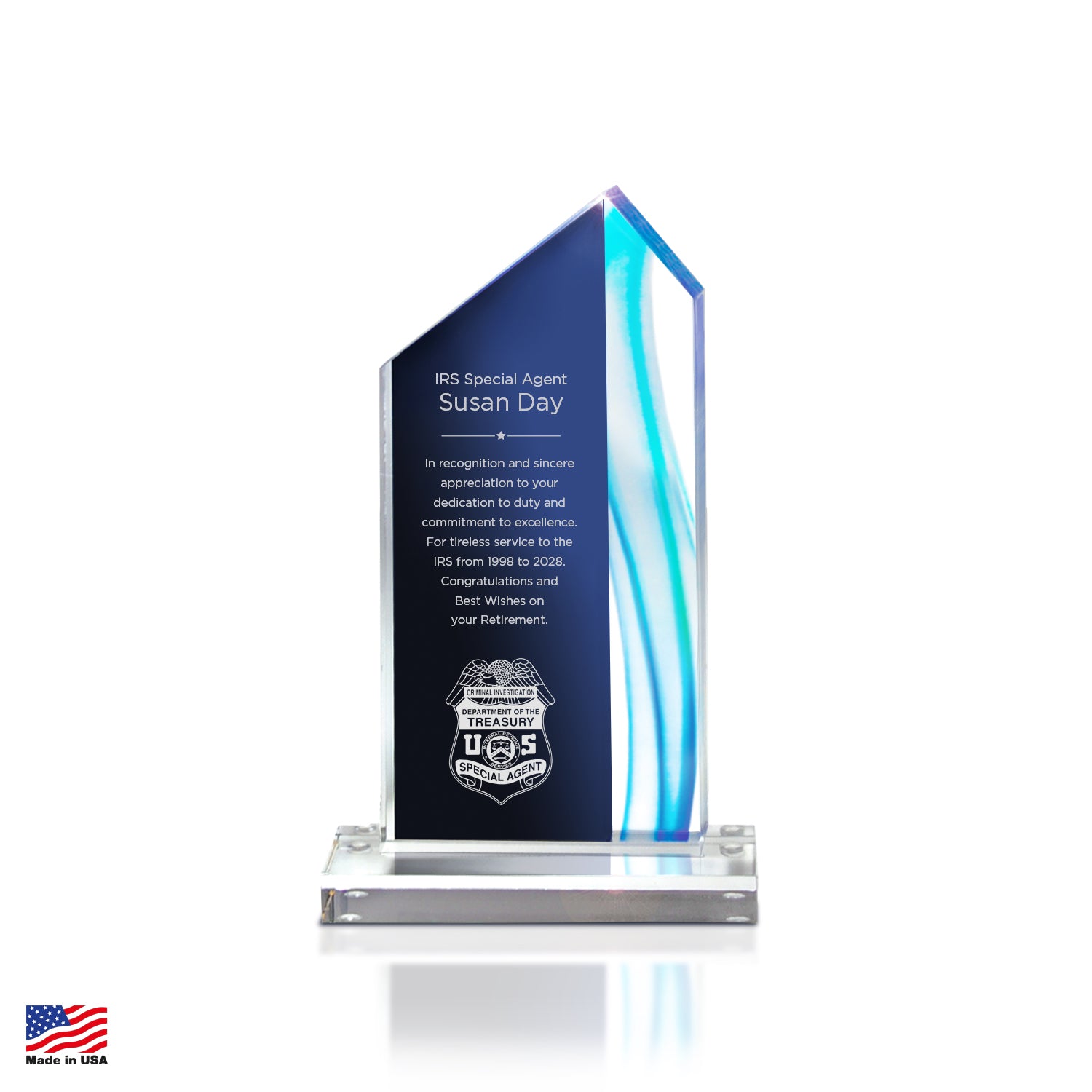 IRSCDUS02B Aquus Lucite Peak Award - Medium, Blue