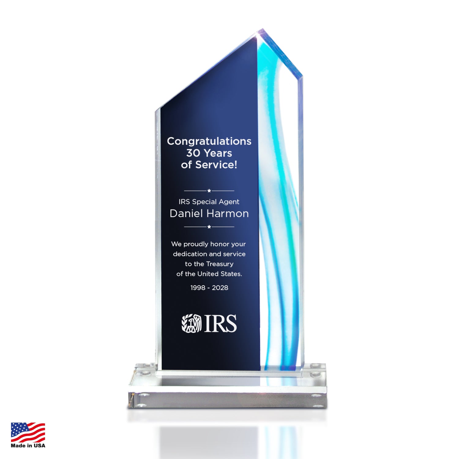 IRSCDUS02C Aquus Lucite Peak Award - Large, Blue