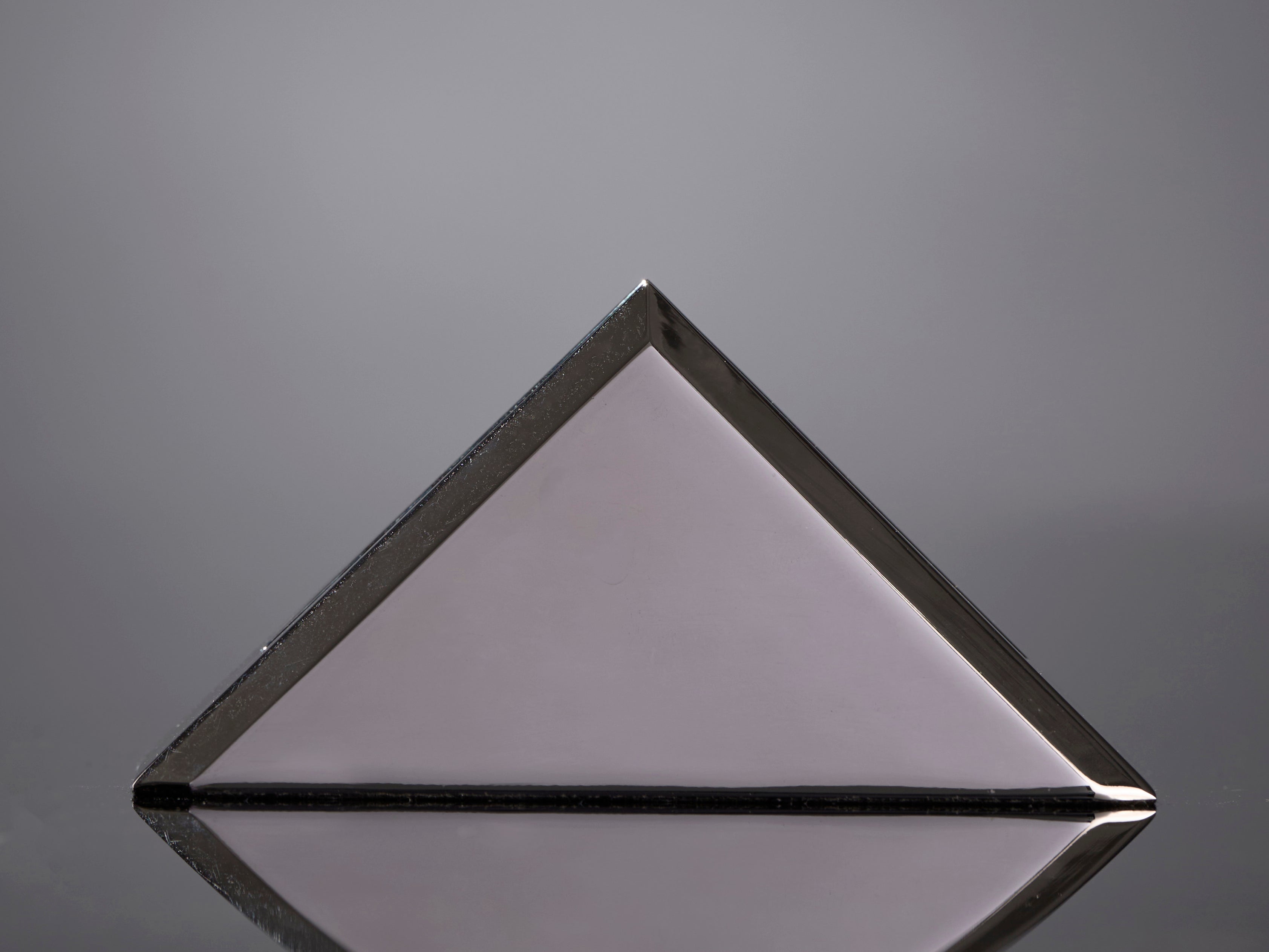 6" Jade Glass Digitally Printed with Bevels Mounted in Triangle Metal Base (Choose Finish)
