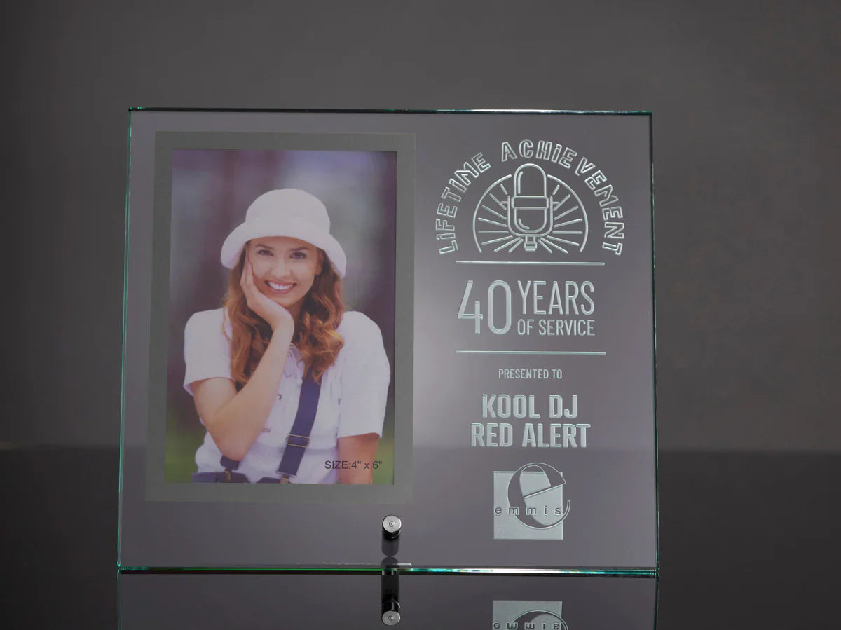 Clear Glass GOLD Frame with Gold Pin -VERTICAL