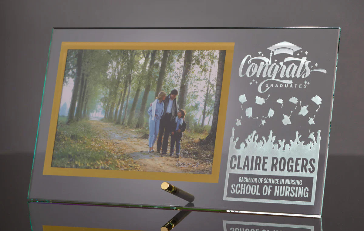 Clear Glass SILVER Frame with Silver Pin -HORIZONTAL
