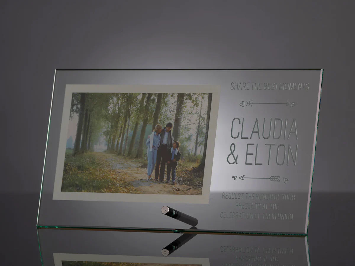 Clear Glass SILVER Frame with Silver Pin -HORIZONTAL