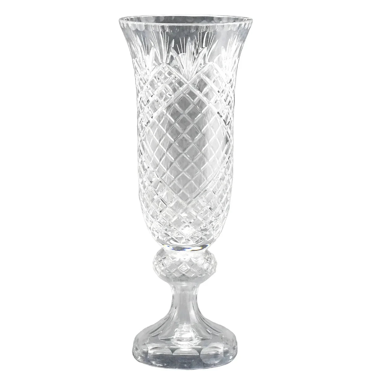 18 in. Clear Cut Crystal Footed Vase