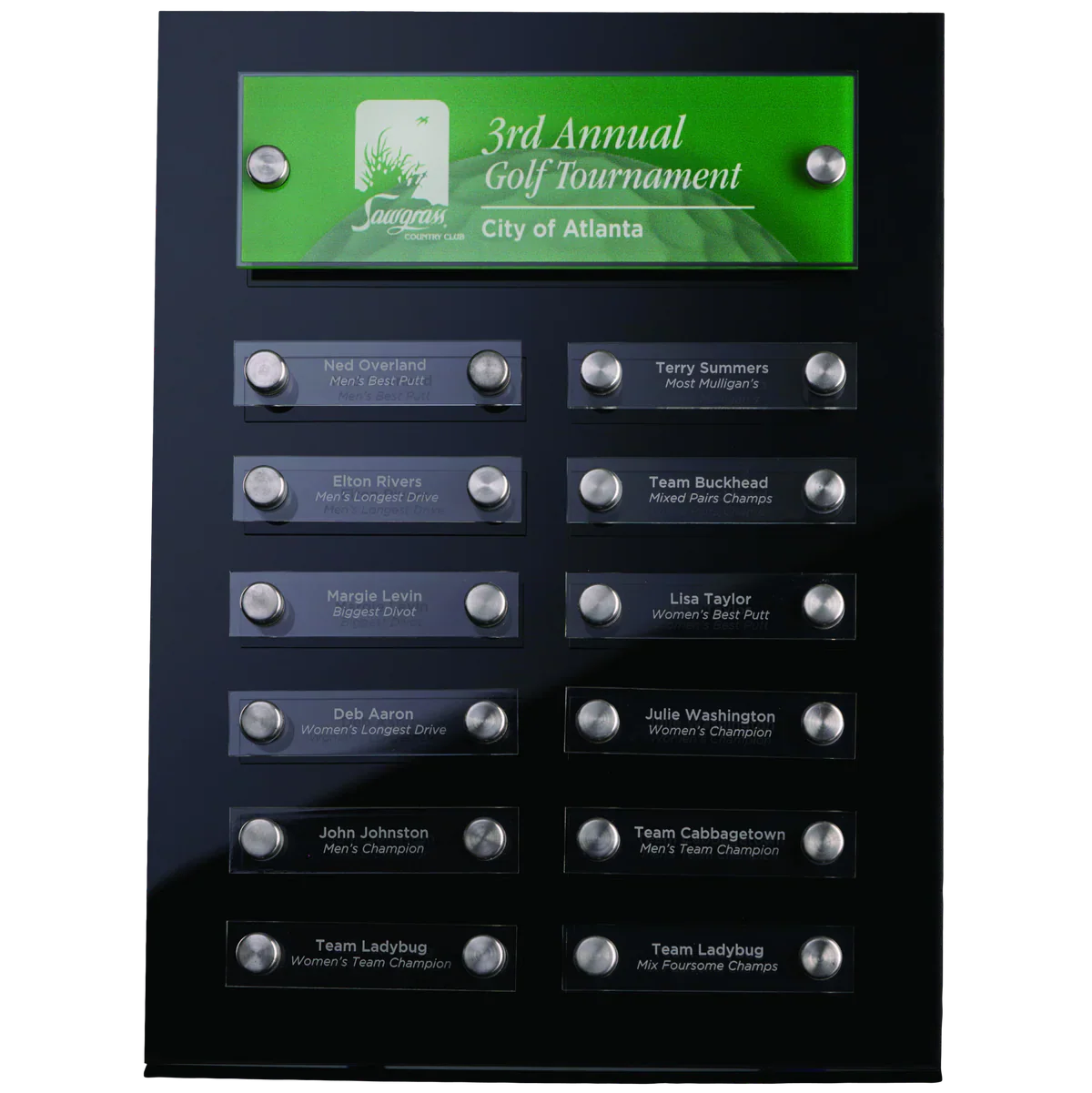 9"X12" Black and Clear Acrylic Beveled Perpetual Plaque with Standoffs