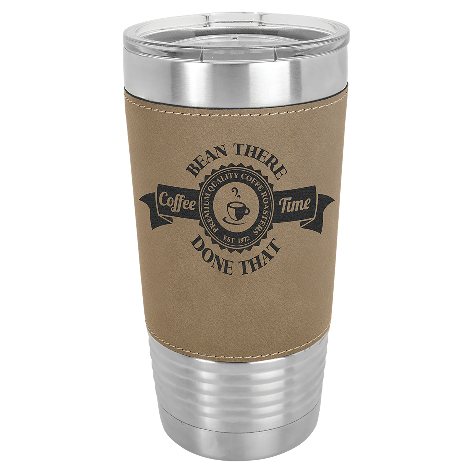 20 oz Vacuum Insulated Tumbler with Leatherette Grip and "Free Engraving"