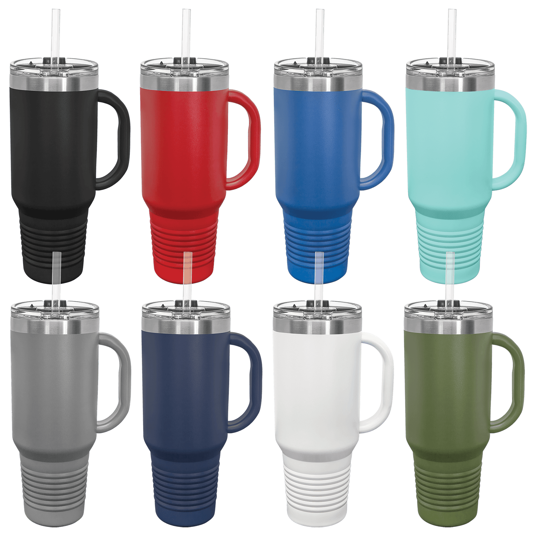 40 oz Vacuum Insulated Stanley Style Travel Mug with Straw and "Free Engraving"