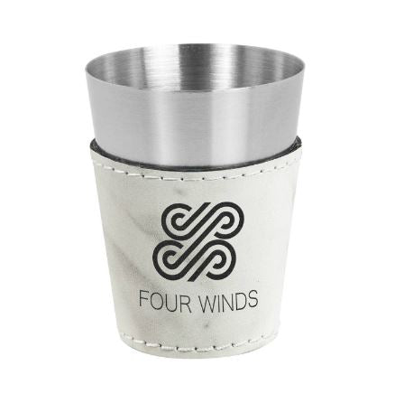 Leatherette on Steel Shot Glass, Assorted Colors