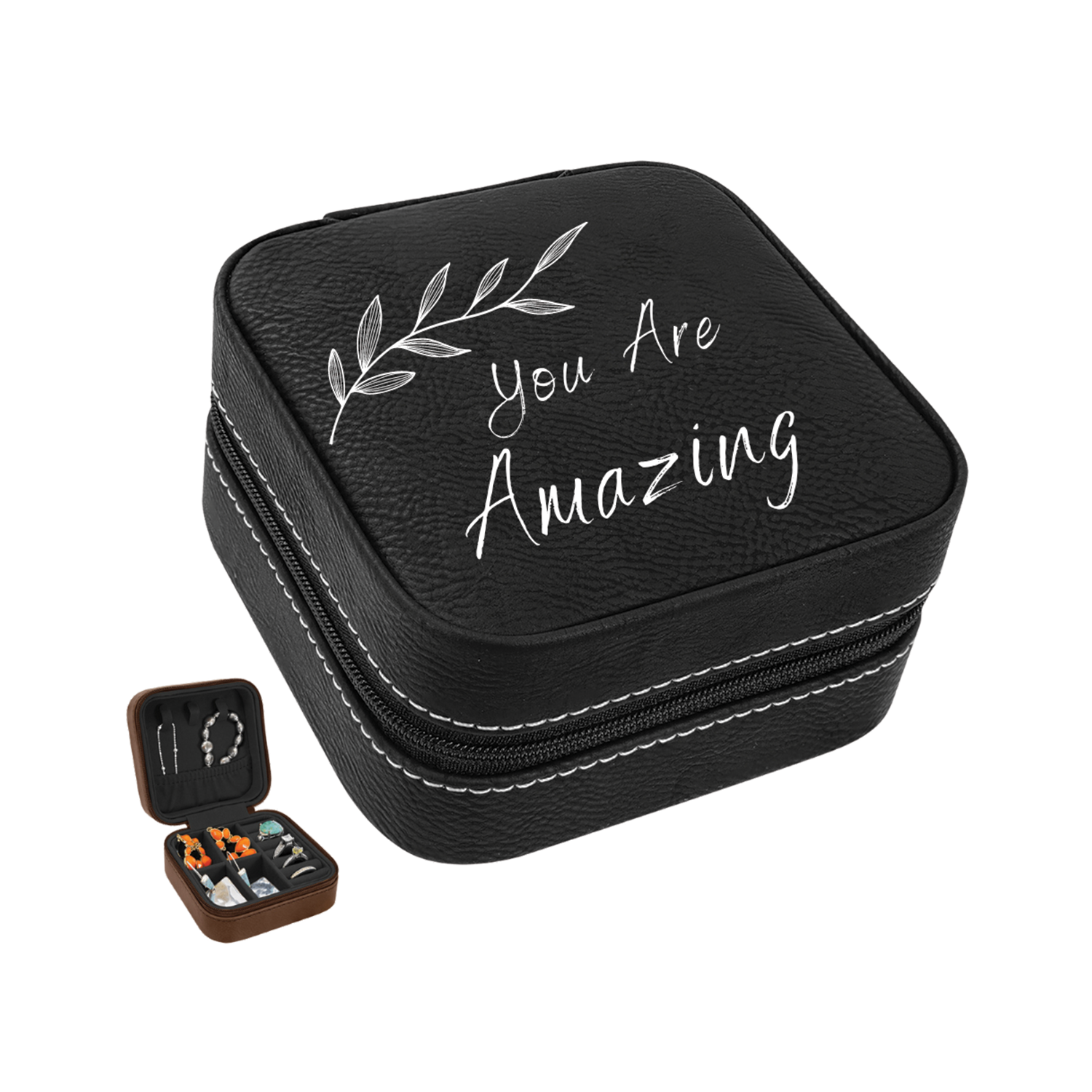 Engraved Leatherette Jewelry Box