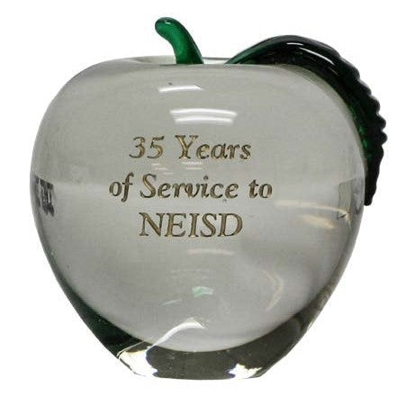 Glass Apple with Green Leaf