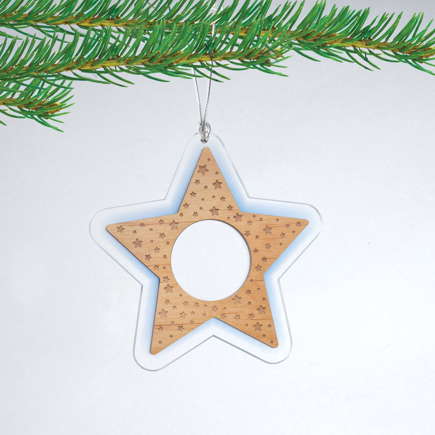 Highlight Acrylic and Alder Wood Star Christmas Ornament