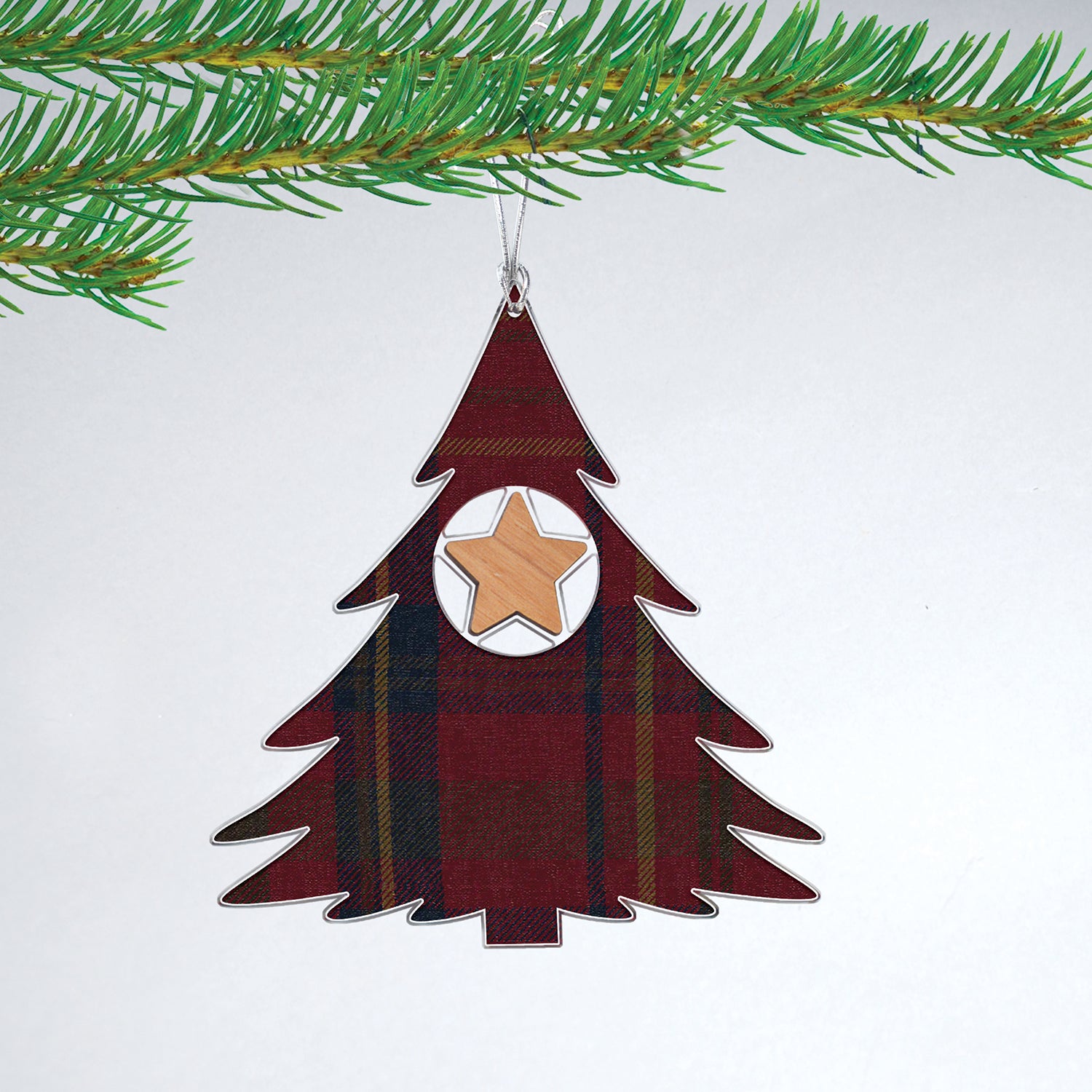 Acrylic Christmas Tree Ornament with Alder Accent