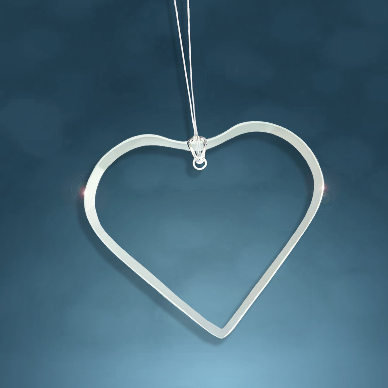 Jade Crystal Beveled Heart Christmas Ornament