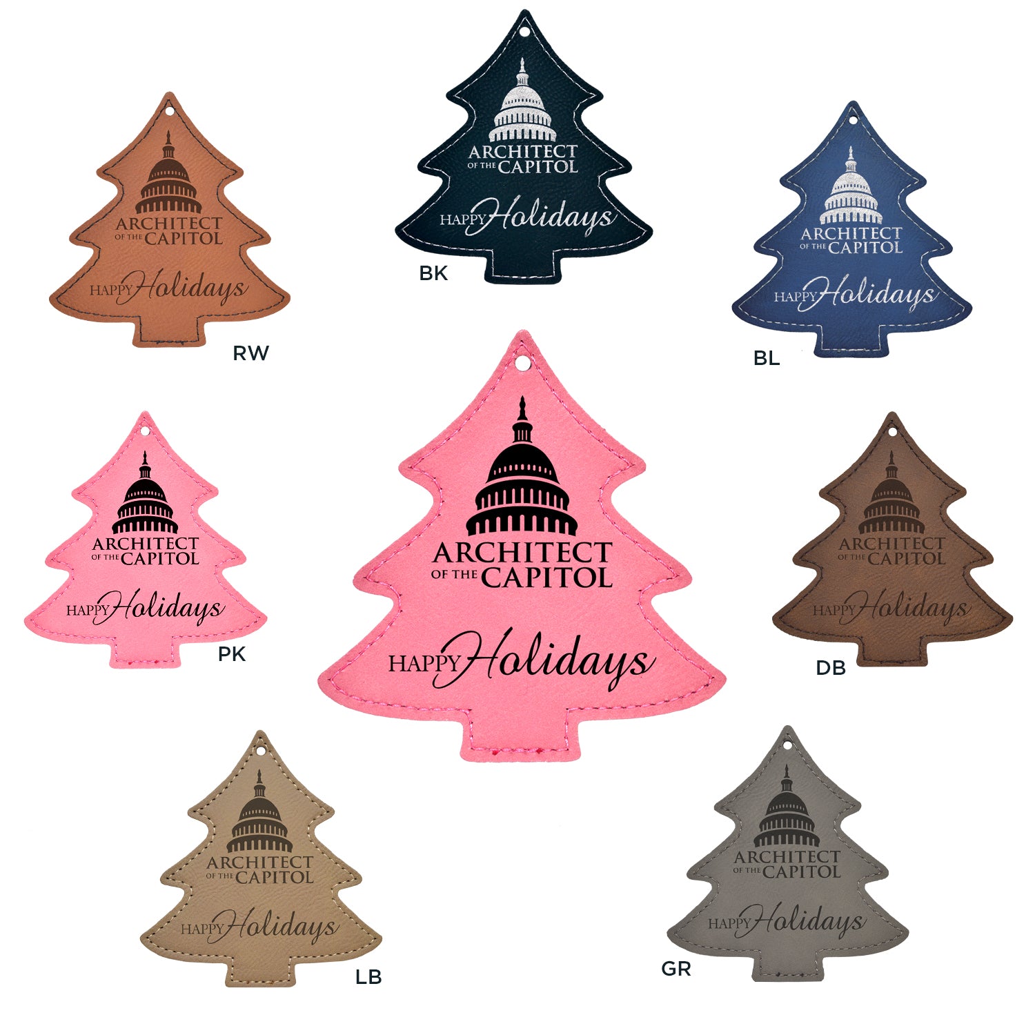 Holiday Tree Leatherette Christmas Ornament