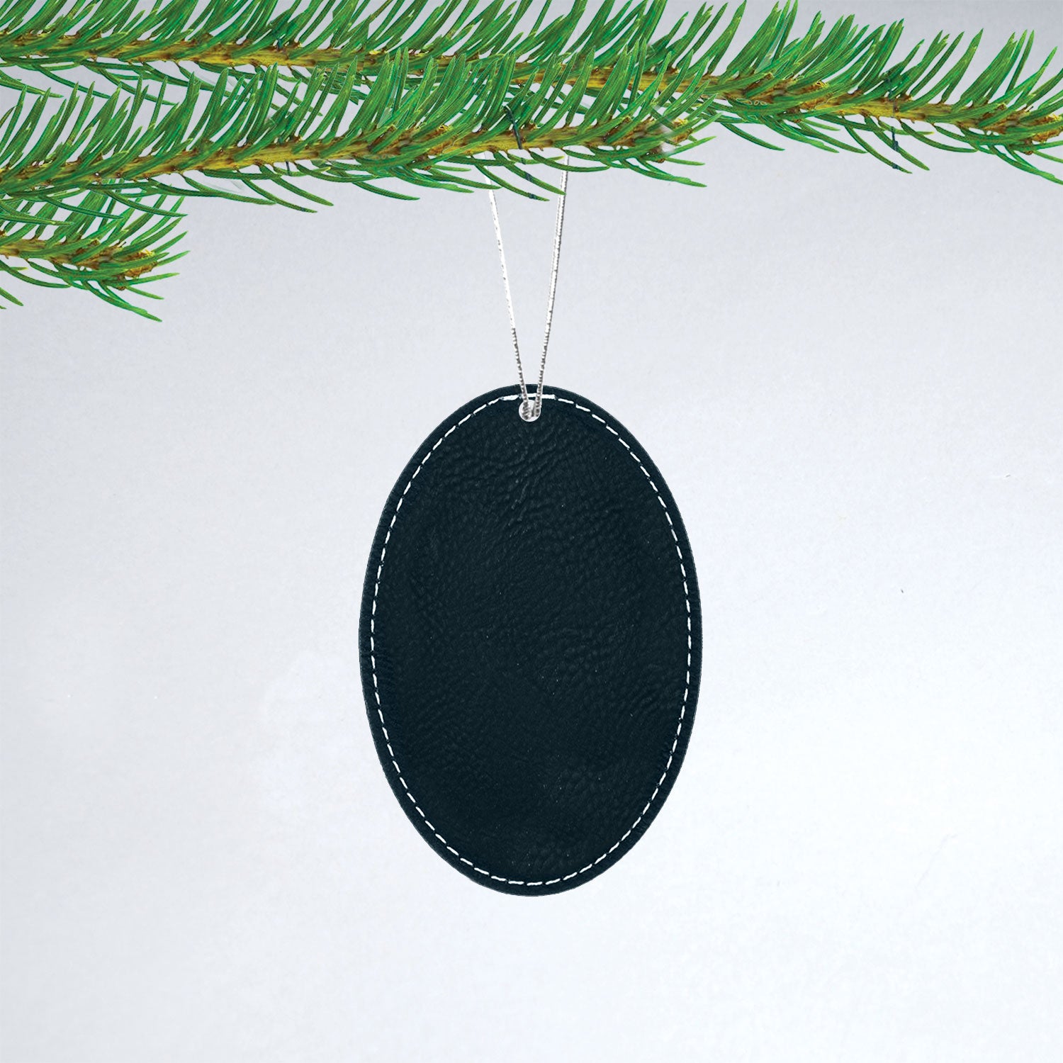 Oval Leatherette Christmas Ornament