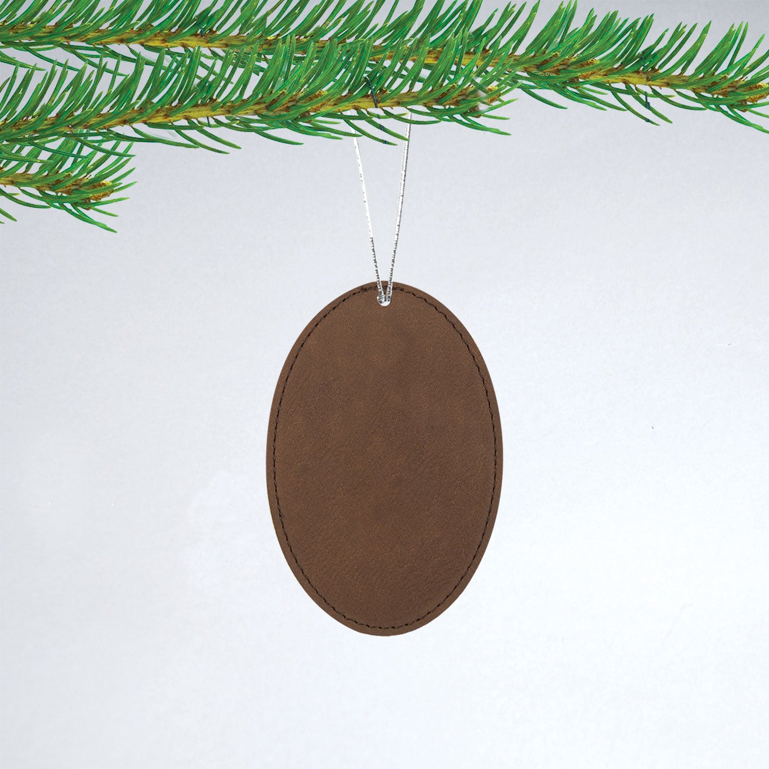 Oval Leatherette Christmas Ornament