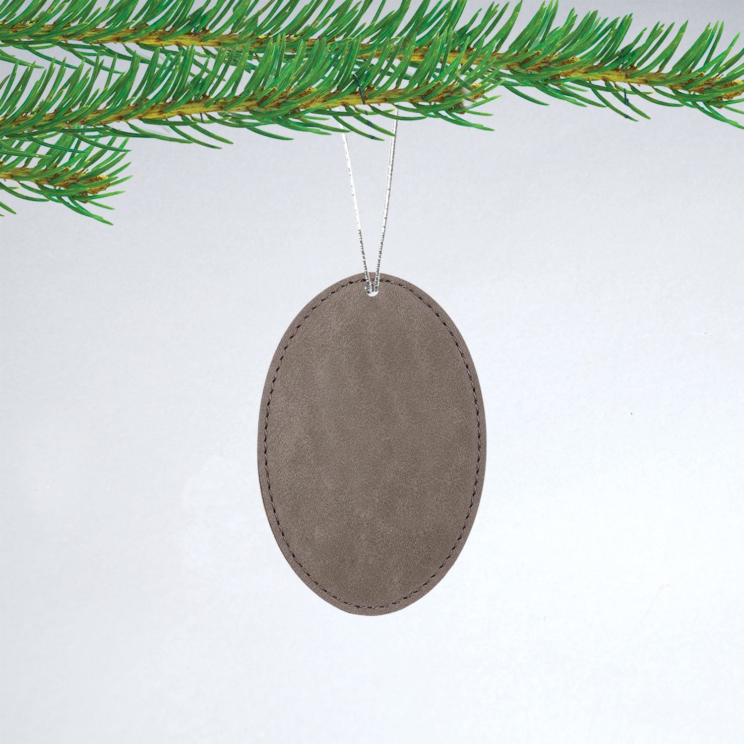 Oval Leatherette Christmas Ornament