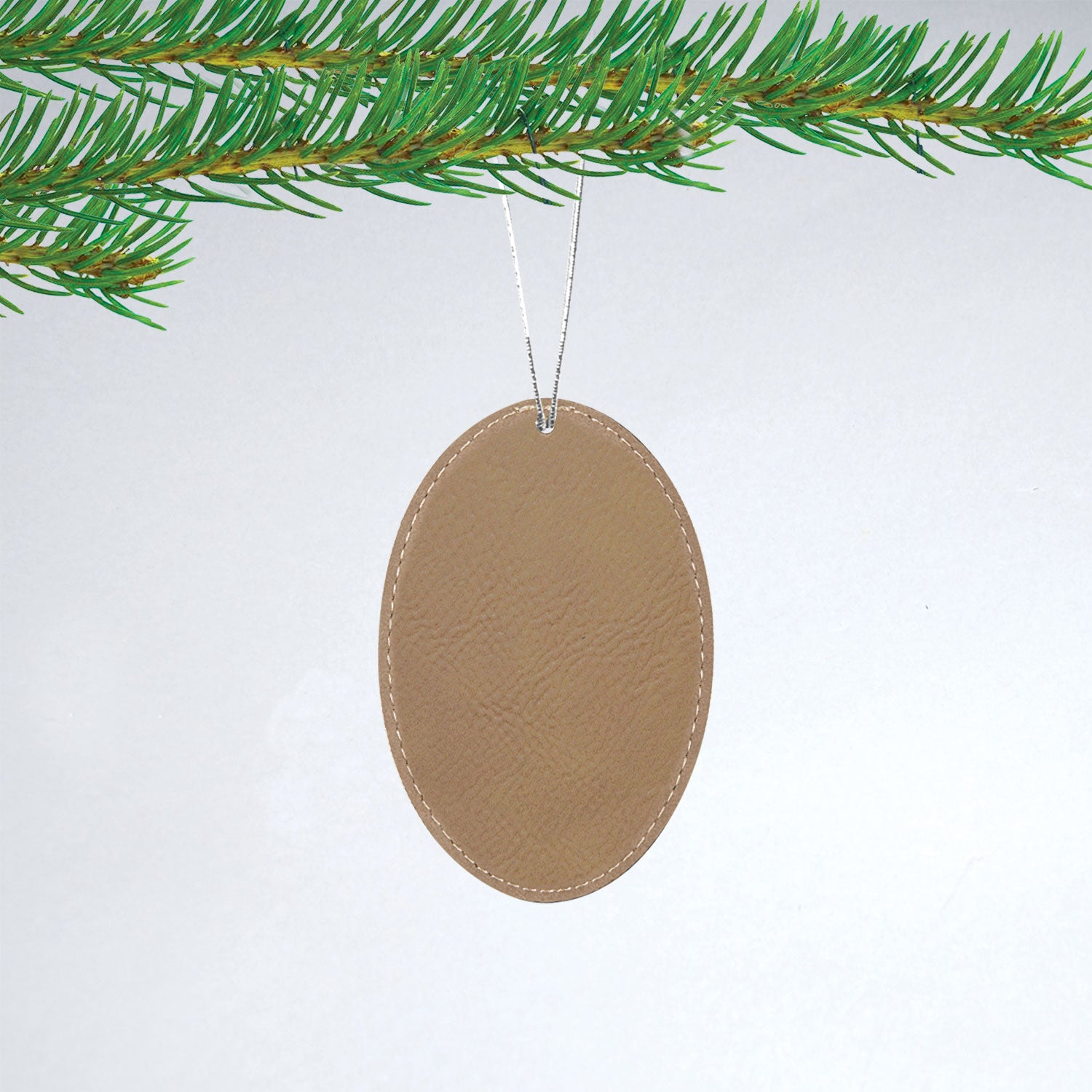 Oval Leatherette Christmas Ornament