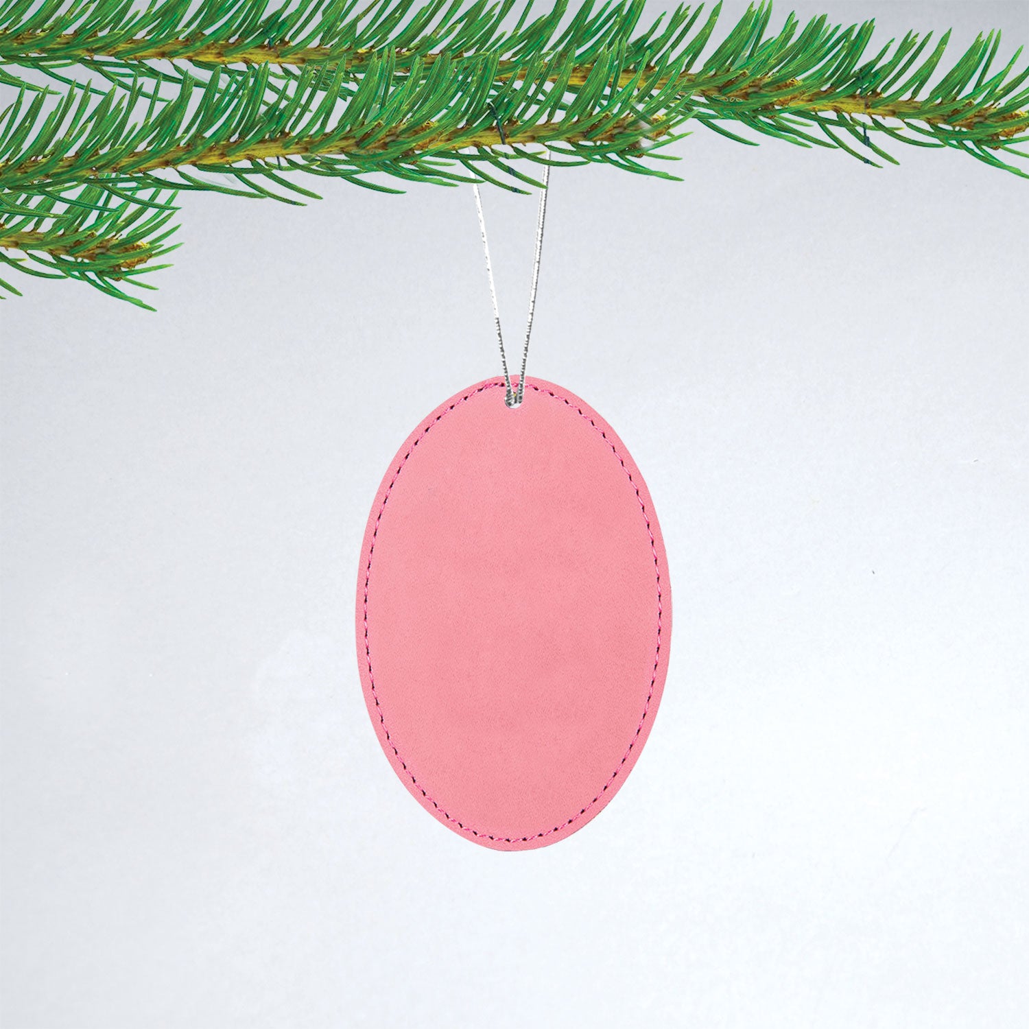 Oval Leatherette Christmas Ornament