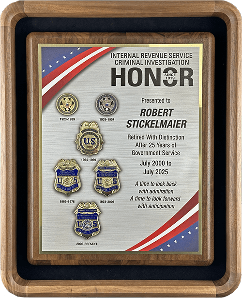 IRS-CI 6 Badge Honor Shadowbox Plaque