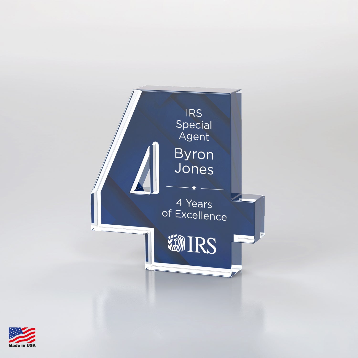 IRSCD1236AYB Blue Anniversary Freestanding Award, Single Digit