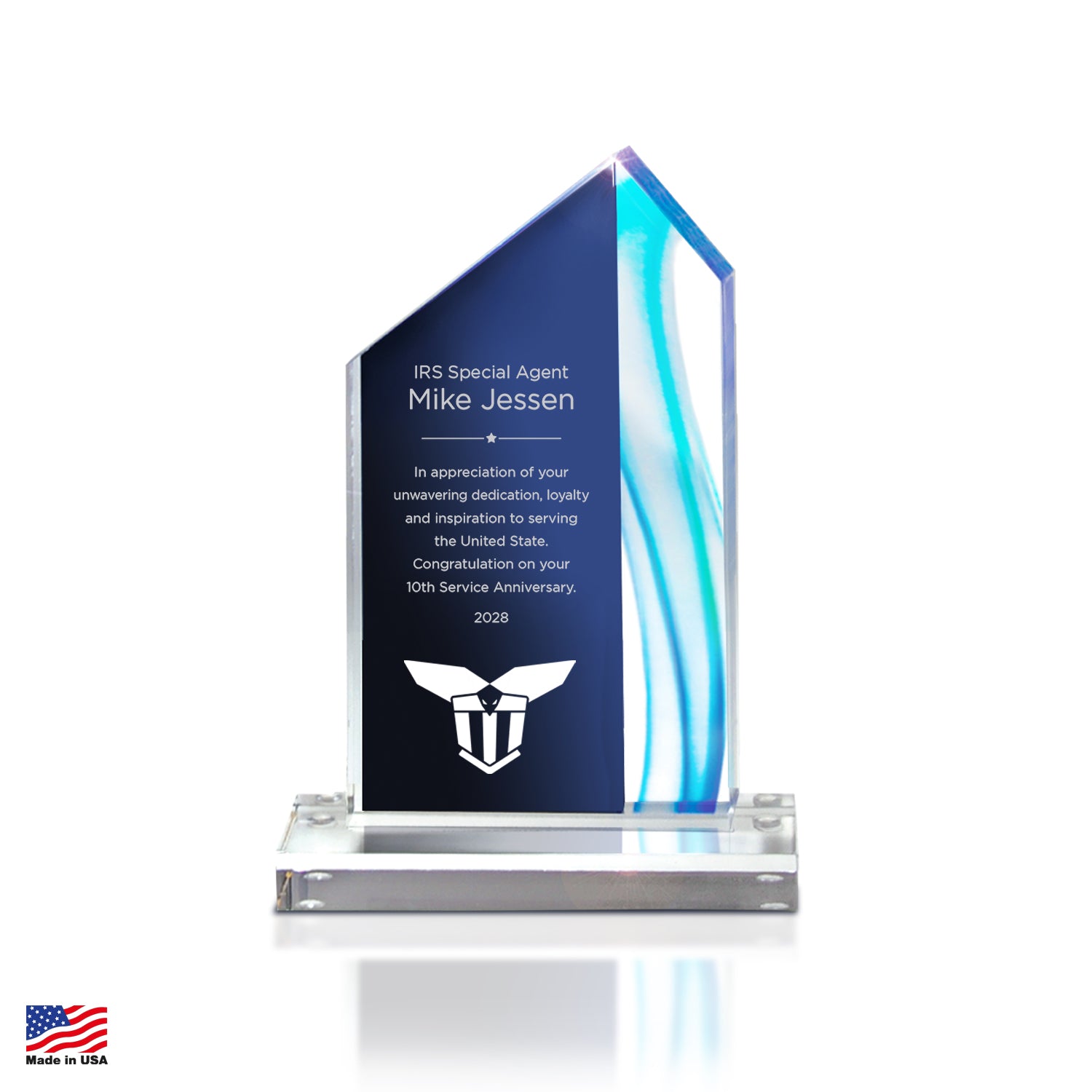 IRSCDUS02A Aquus Lucite Peak Award - Small, Blue