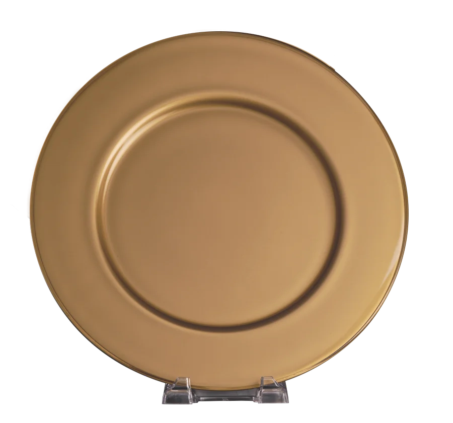 12-1/2 in." Diameter Glimmering Gold European Glass Award Tray