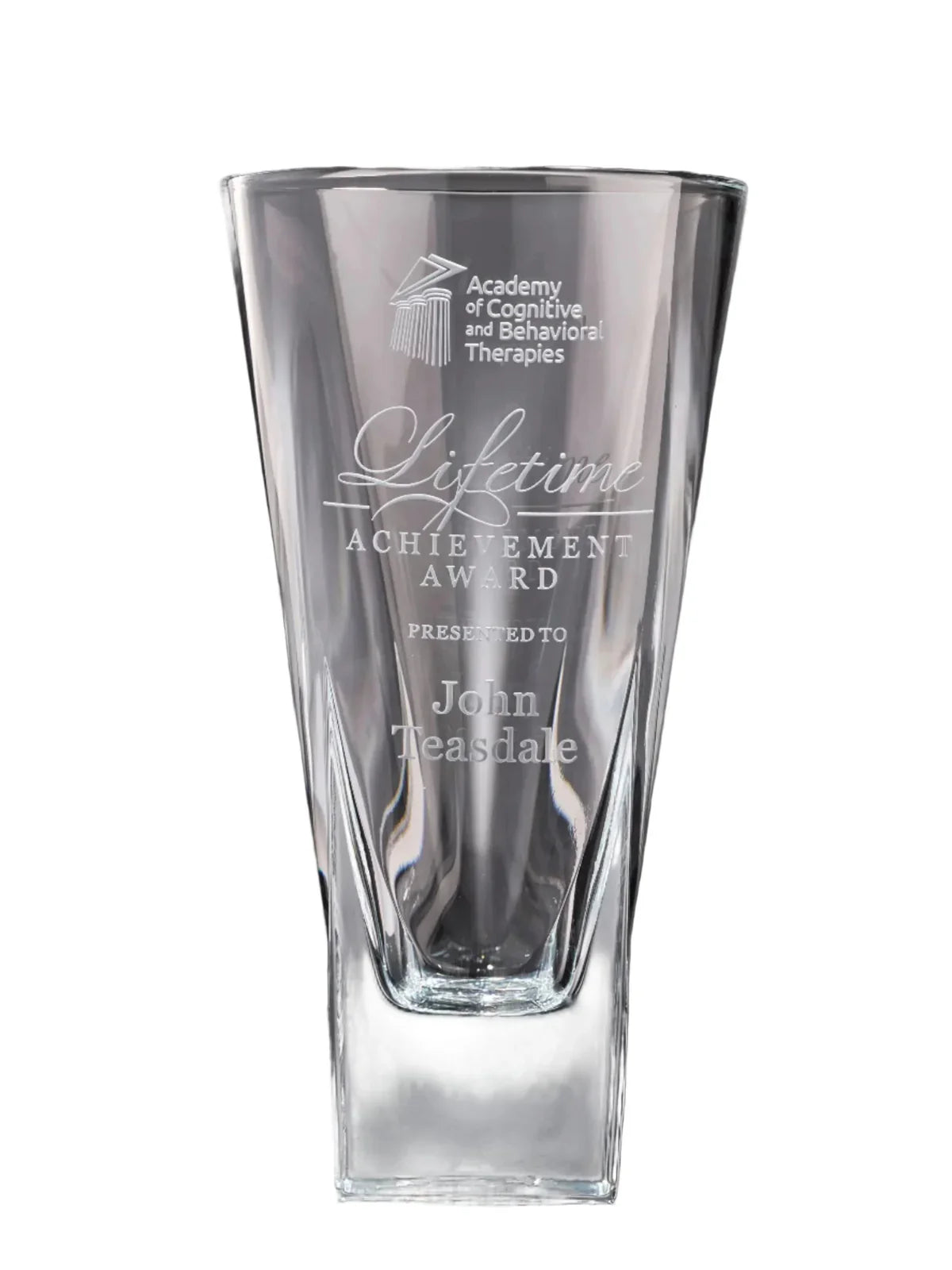 European Clear Crystal Flower Vase with Round Opening and Square Bottom