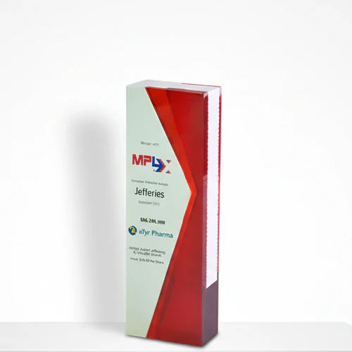 Poly Resin Arrow Award in BLUE or RED with  White Base