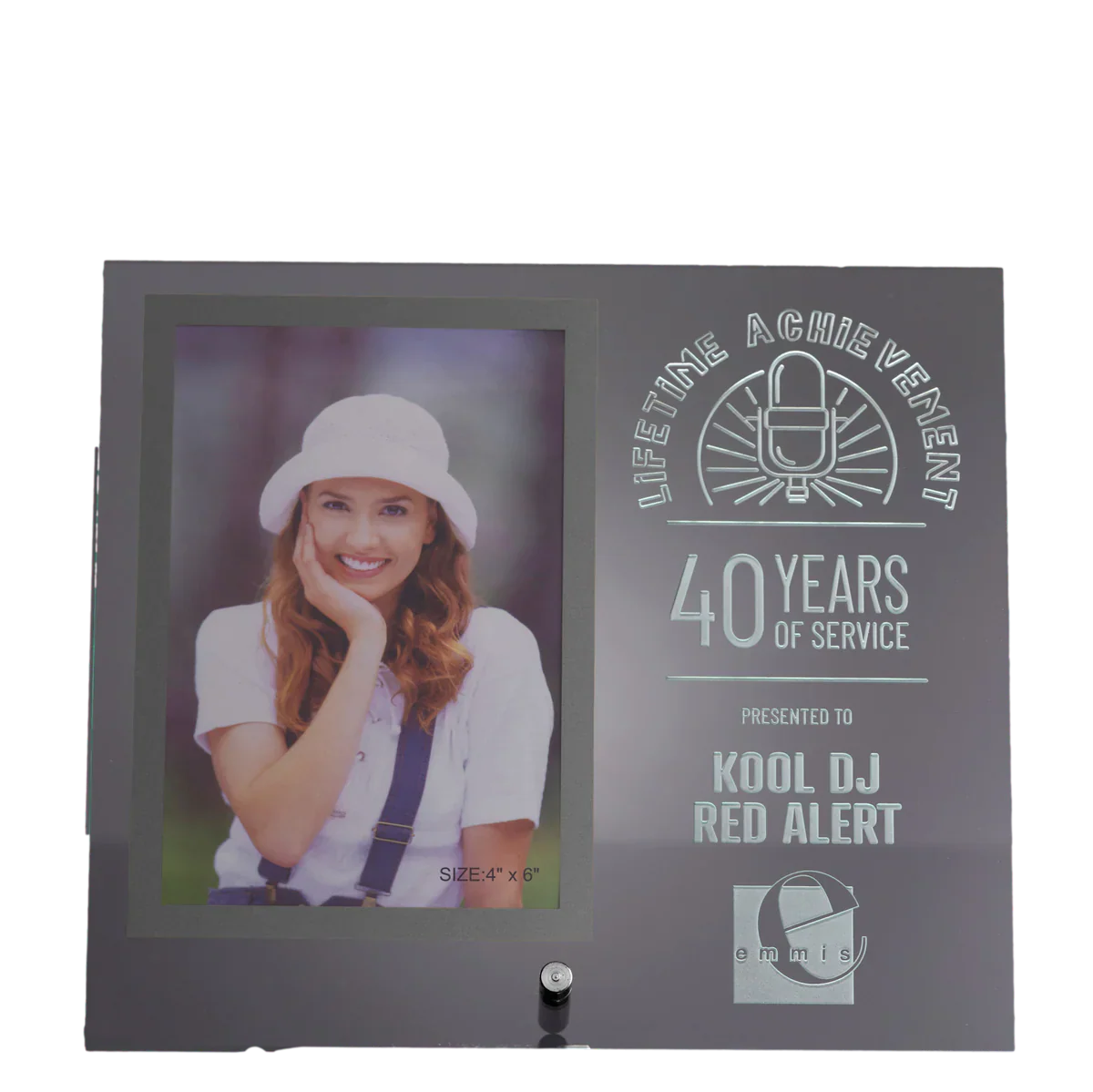 Clear Glass GOLD Frame with Gold Pin -VERTICAL